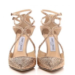 New Jimmy Choo 
Crystal Satin Lancer 100 Pumps